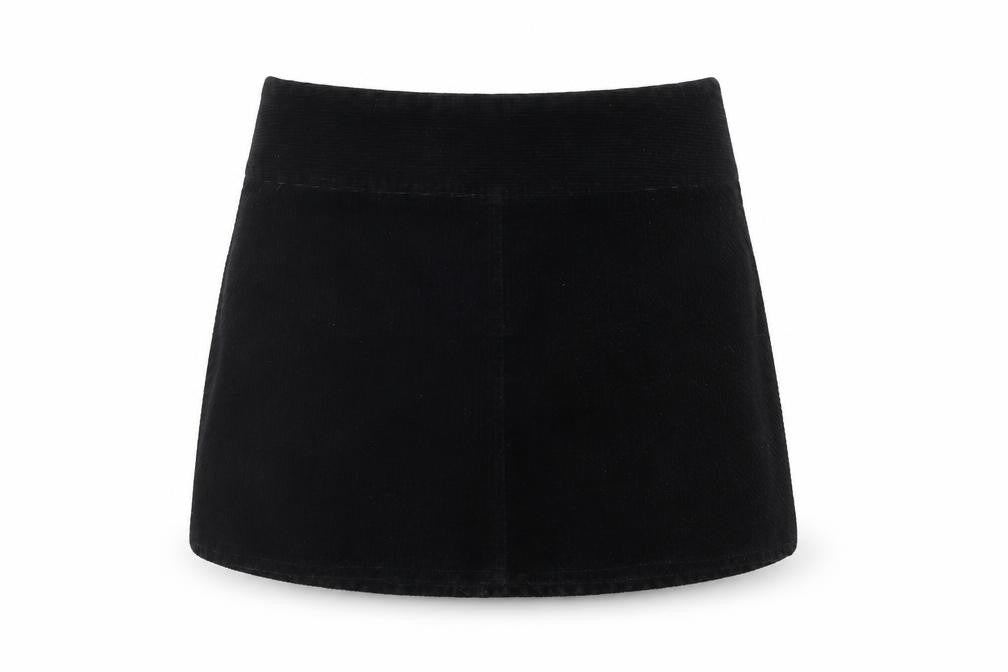 Monki Womens Black Cotton A-Line Skirt Size 8 Zip