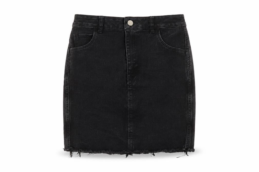 H&M Womens Black Cotton Mini Skirt Size 8 Button