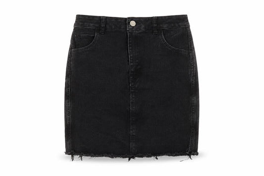 H&M Womens Black Cotton Mini Skirt Size 8 Button