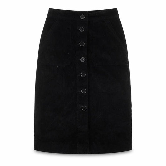 Primark Womens Black Cotton A-Line Skirt Size 8 Button