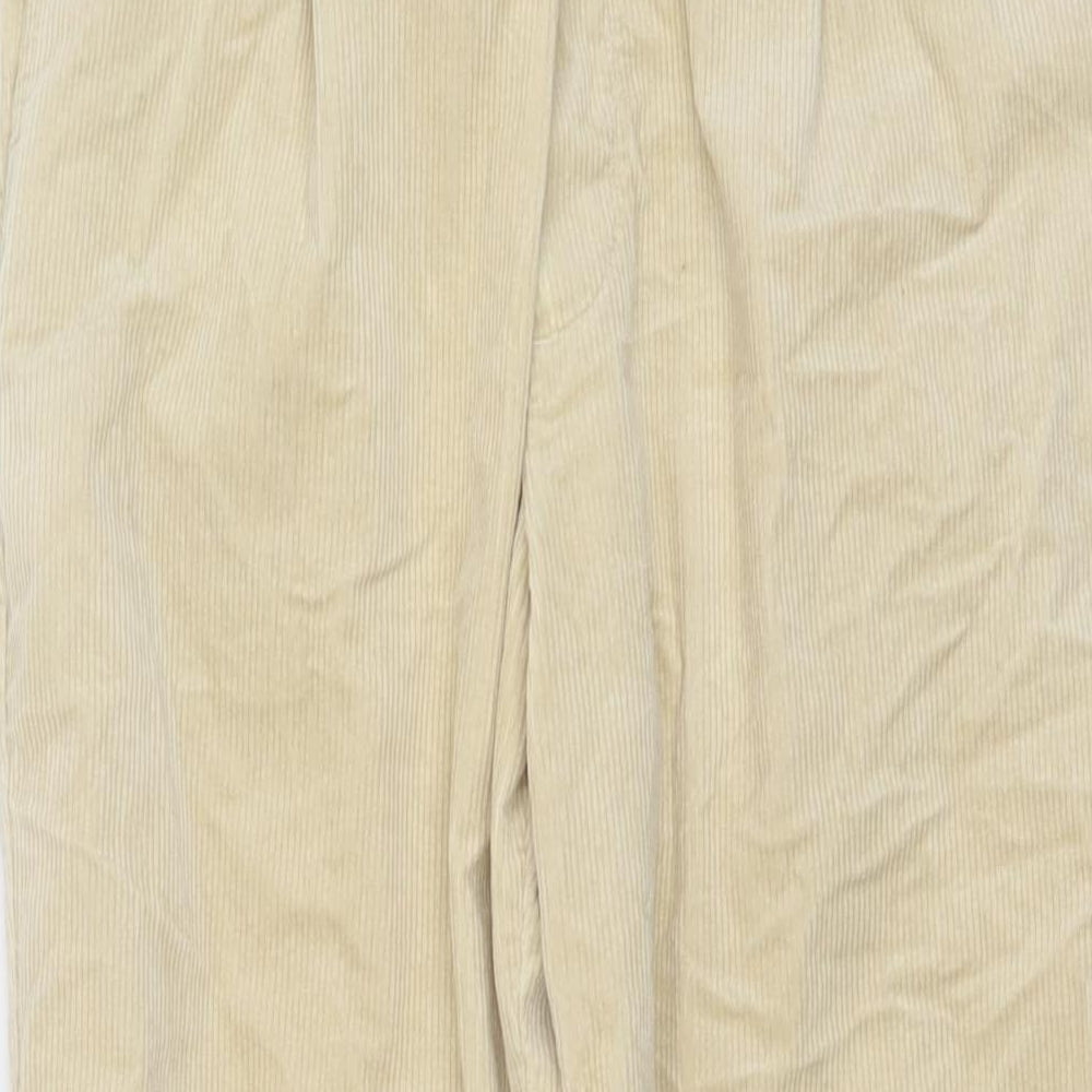 Zara Womens Beige Cotton Trousers Size M L27 in Regular Drawstring