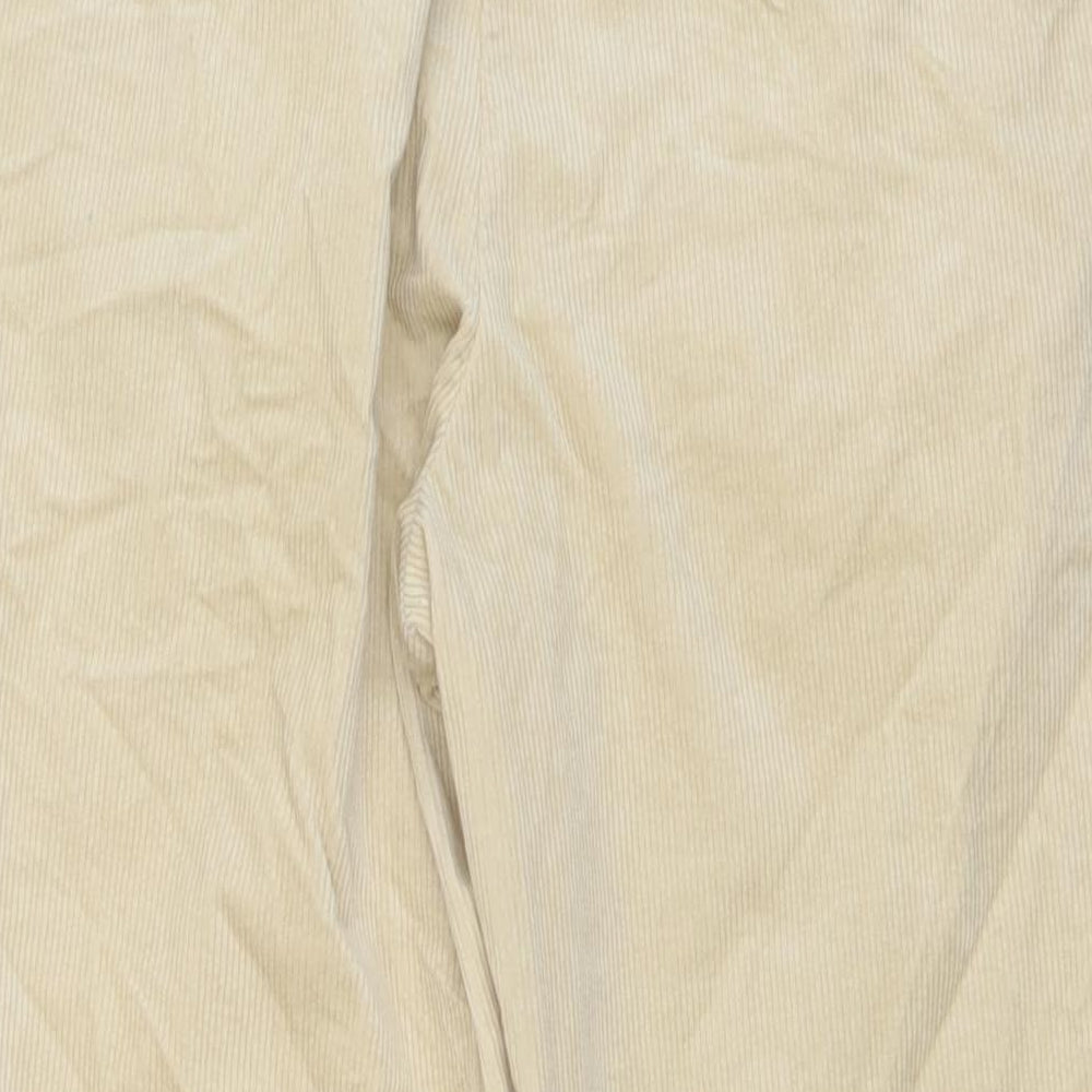 Zara Womens Beige Cotton Trousers Size M L27 in Regular Drawstring