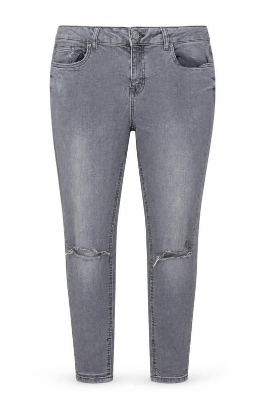 New Look Womens Grey Cotton Skinny Jeans Size 14 L26 in Regular Button
