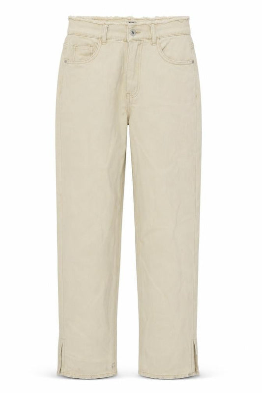 PRETTYLITTLETHING Womens Beige Cotton Straight Jeans Size 8 L35 in Regular Button