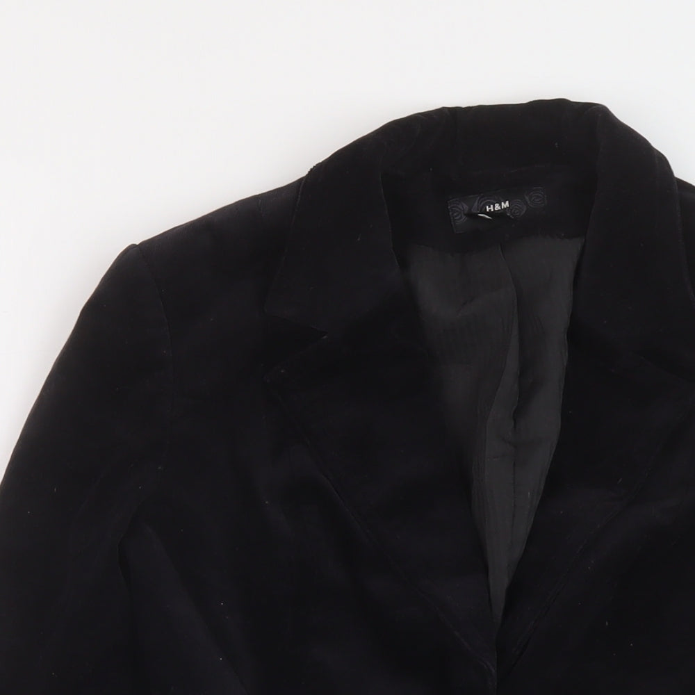 H&M Womens Black Jacket Size 6 Button