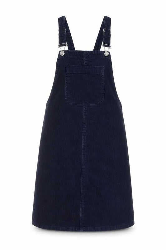 Tu Womens Blue Cotton Pinafore/Dungaree Dress Size 10 Square Neck Buckle