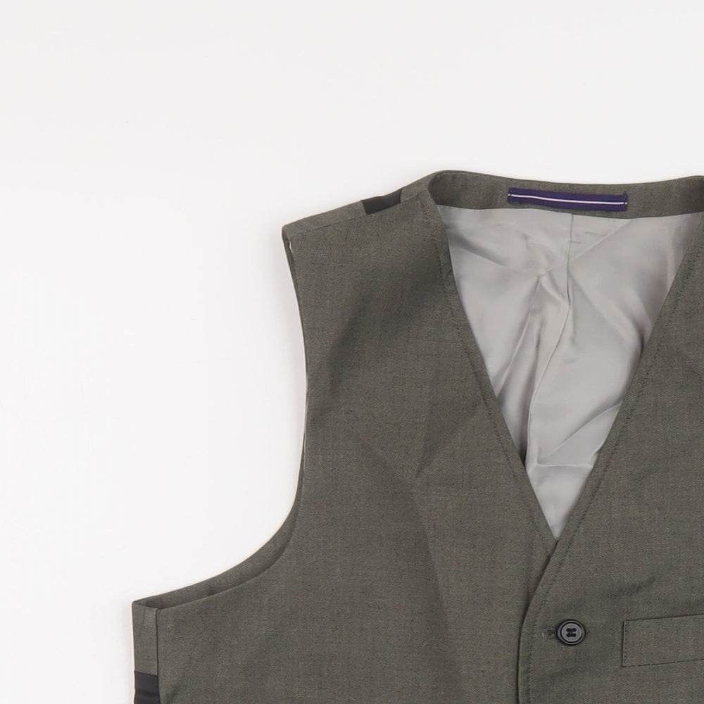 Topman Mens Green Polyester Jacket Suit Waistcoat Size 36 Regular