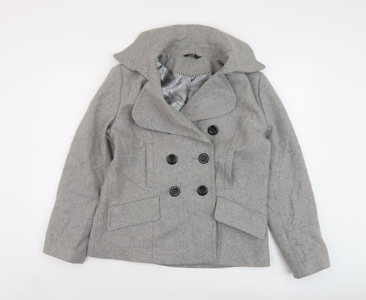 Marks and Spencer Womens Grey Overcoat Coat Size 14 Button