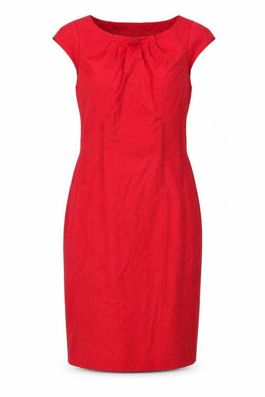 Coast Womens Red Cotton Sheath Size 12 Round Neck Zip