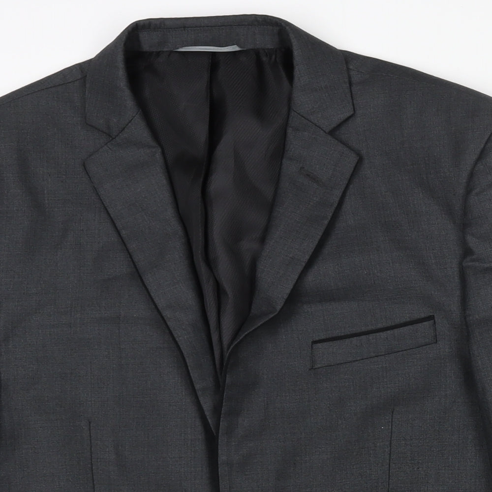 Burton Mens Grey Polyester Jacket Suit Jacket Size 36 Regular