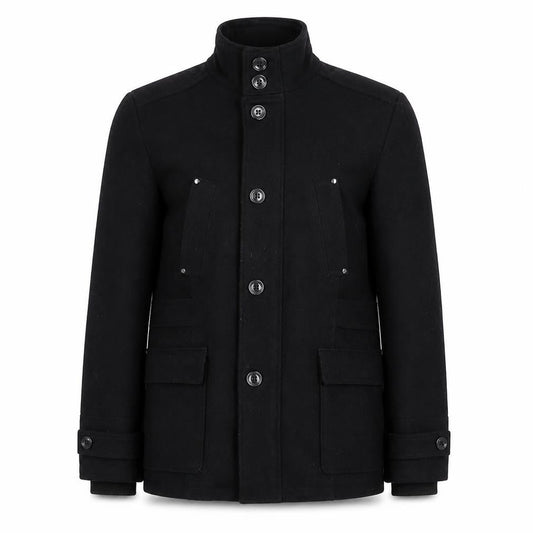 Breakout Mens Black Pea Coat Coat Size M Zip