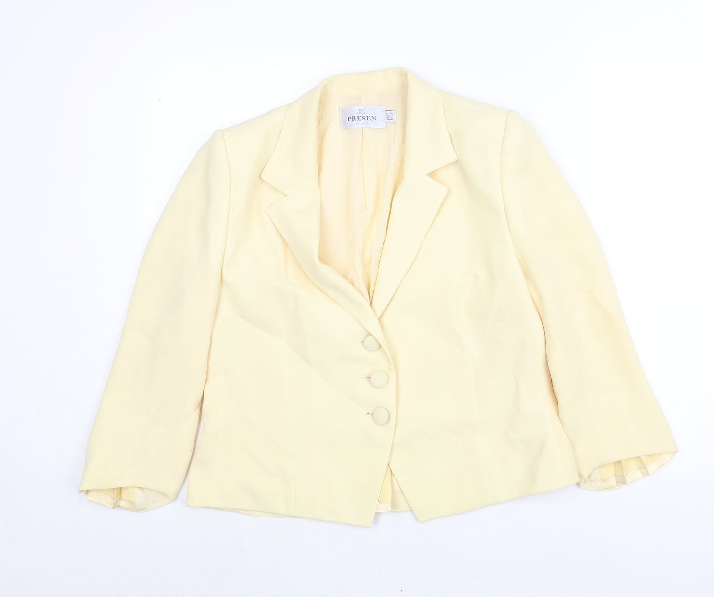 Presen De Luxe Womens Yellow Jacket Size 14 Button - Vented Cuffs