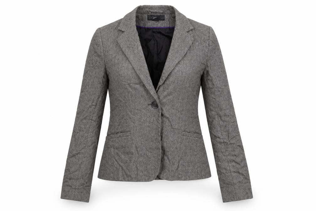 H&M Womens Grey Wool Jacket Suit Jacket Size 8