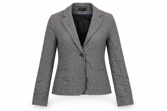 H&M Womens Grey Wool Jacket Suit Jacket Size 8