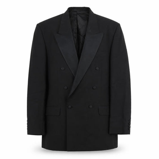 Daivd Moss Mens Black Polyester Tuxedo Suit Jacket Size 44 Regular - Satin Lapel
