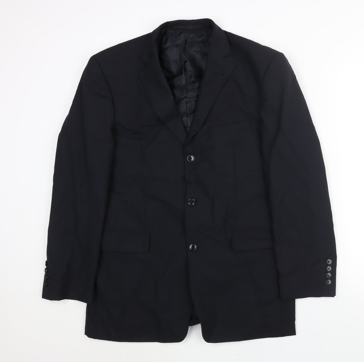 Benvenuto Mens Black Wool Jacket Suit Jacket Size 42 Regular