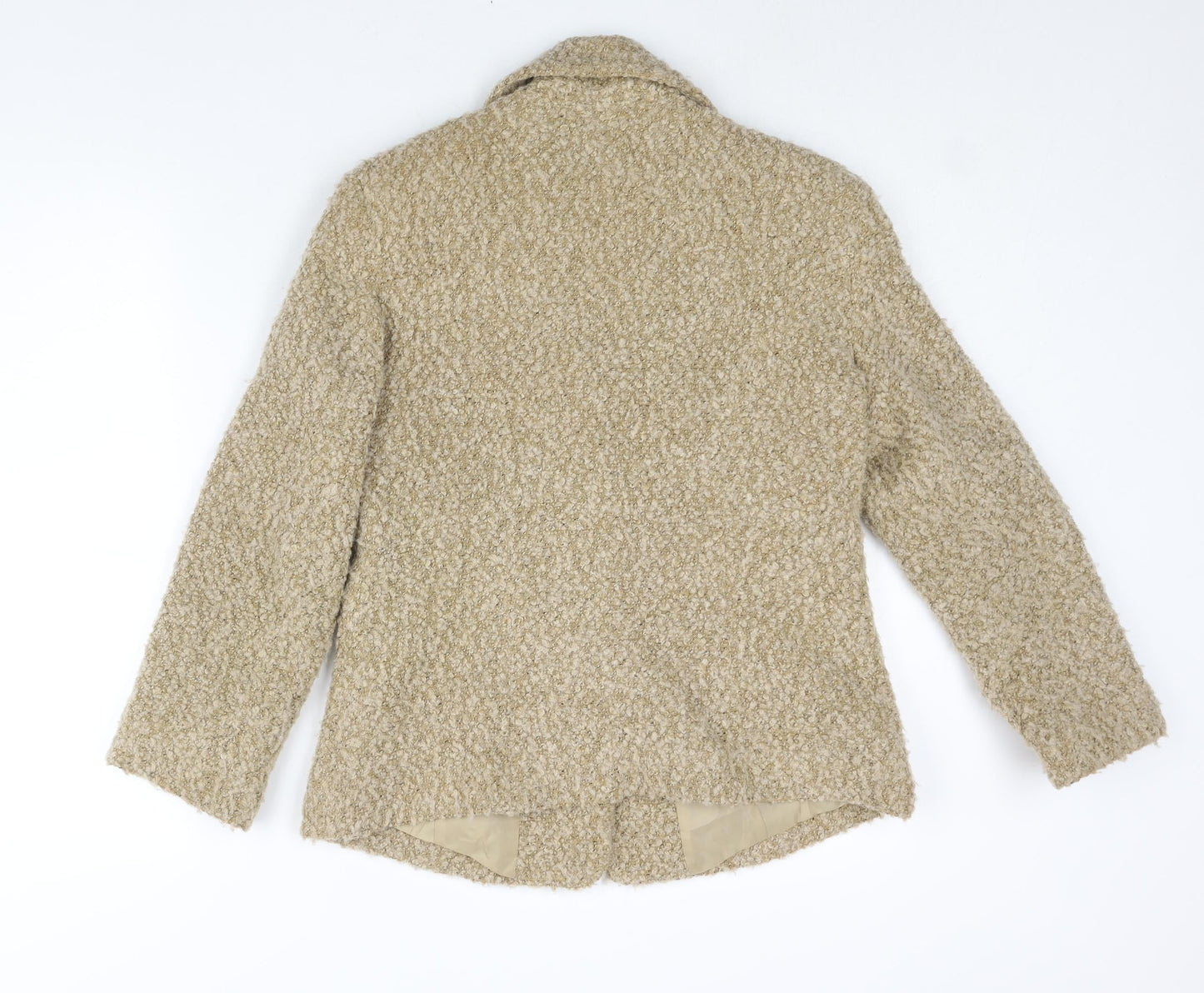 EWM Womens Beige Jacket Size 12 Button - Textured