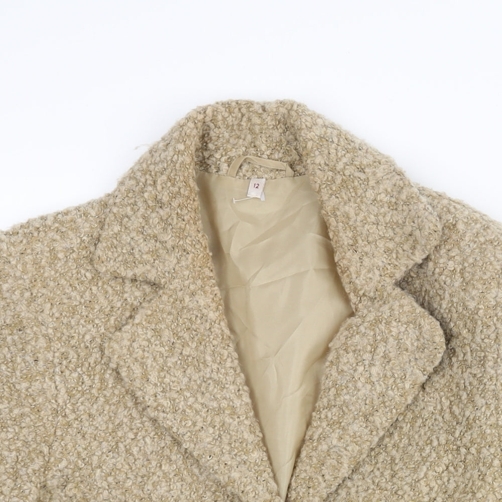 EWM Womens Beige Jacket Size 12 Button - Textured