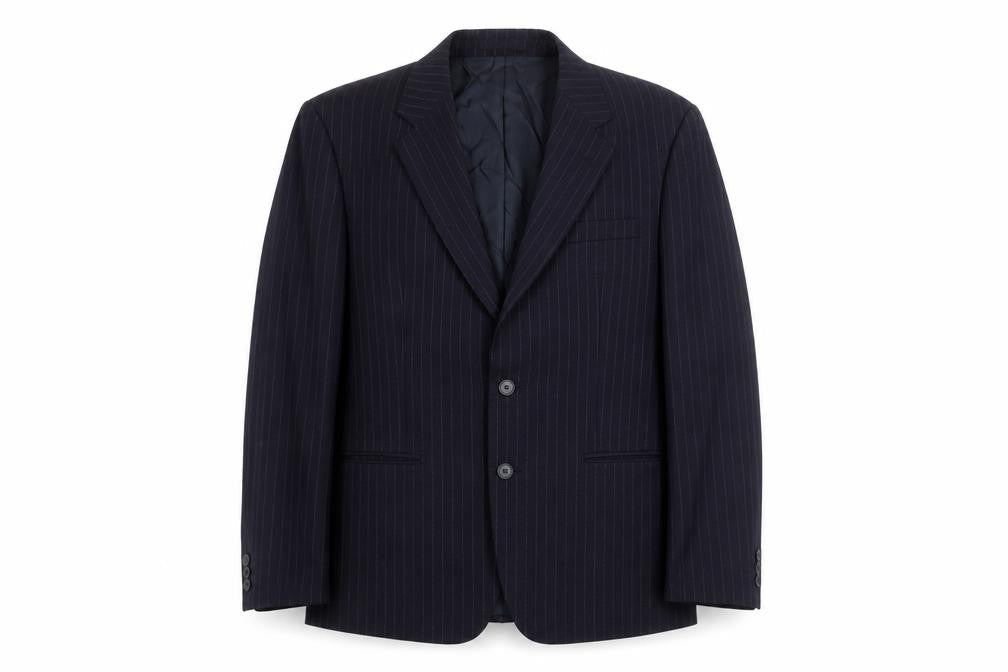 St Michael Mens Blue Striped Wool Jacket Suit Jacket Size 38 Regular
