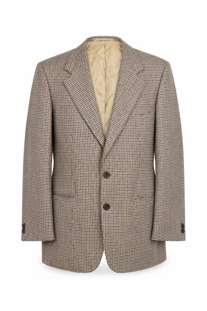 St Michael Mens Brown Houndstooth Polyester Jacket Suit Jacket Size 38 Regular - Size 37-28