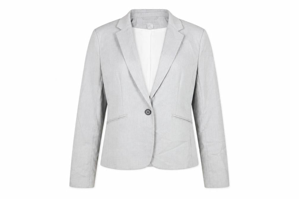 H&M Womens Grey Polyester Jacket Suit Jacket Size 10