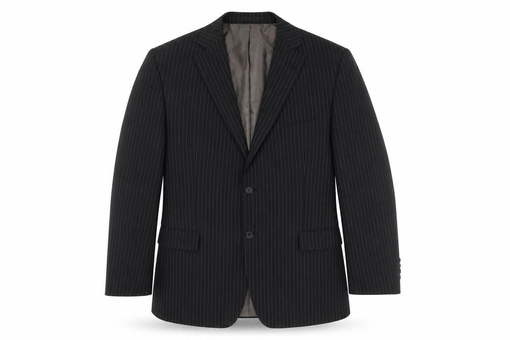 Marks & Spencer Mens Black Striped Polyester Jacket Suit Jacket Size 44 Regular