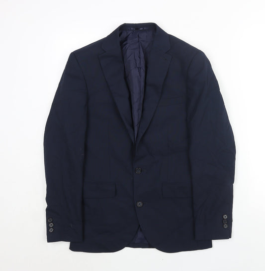 Ventura Mens Blue Polyester Jacket Suit Jacket Size 34 Regular