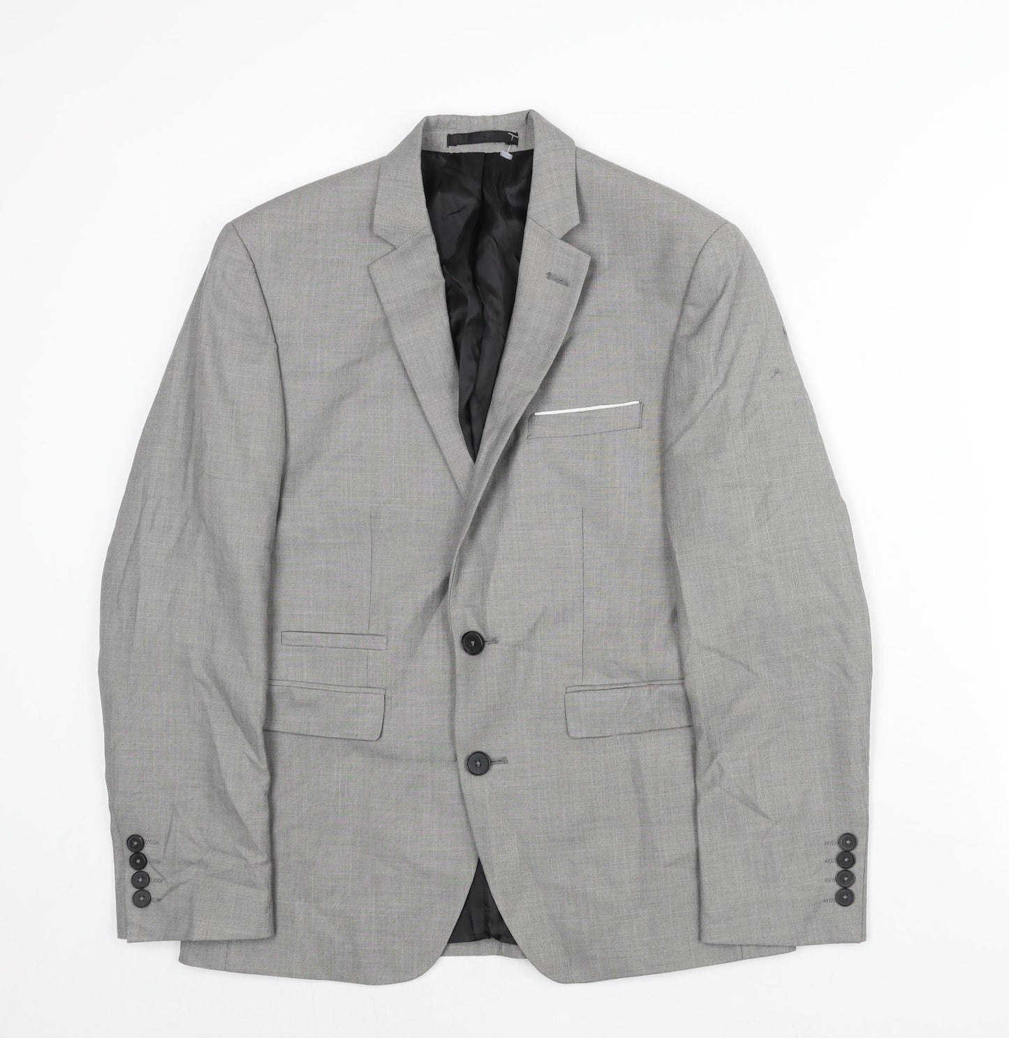 Burton Mens Grey Polyester Jacket Suit Jacket Size 36 Regular