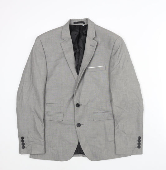 Burton Mens Grey Polyester Jacket Suit Jacket Size 36 Regular