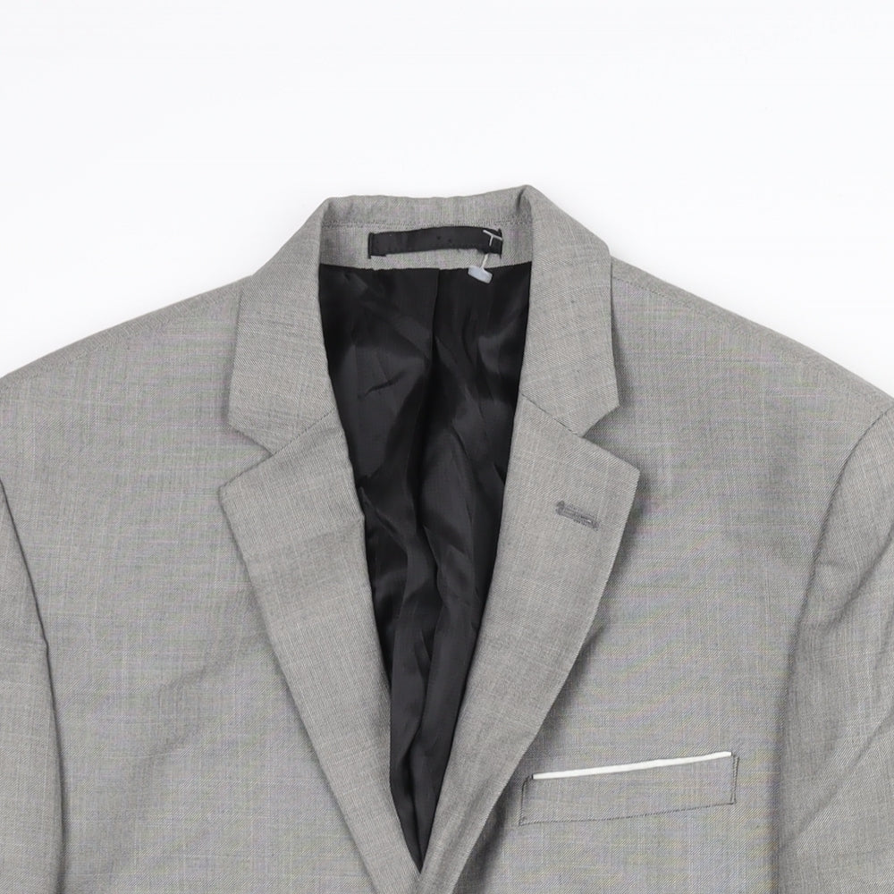 Burton Mens Grey Polyester Jacket Suit Jacket Size 36 Regular