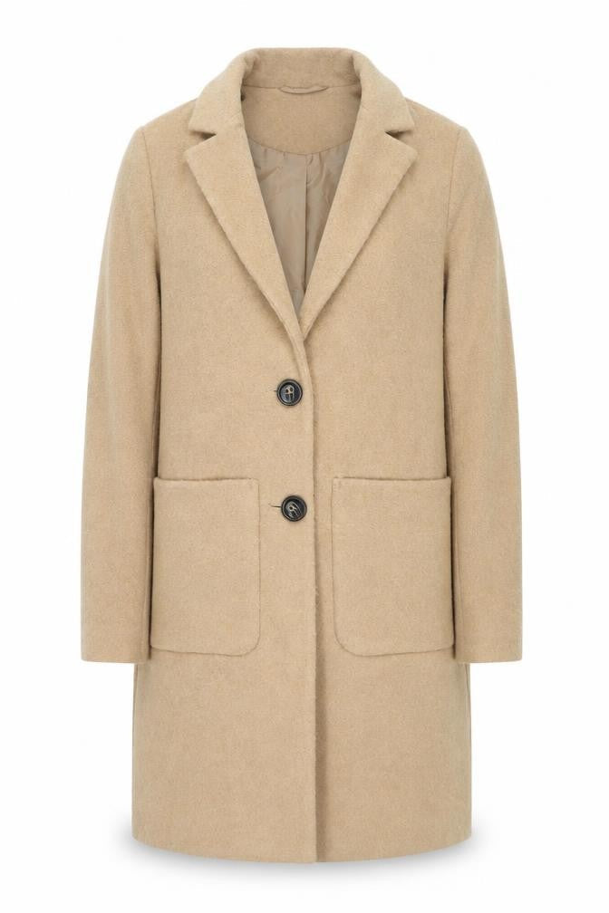New Look Womens Beige Overcoat Coat Size 6 Button