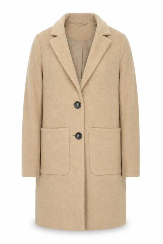 New Look Womens Beige Overcoat Coat Size 6 Button
