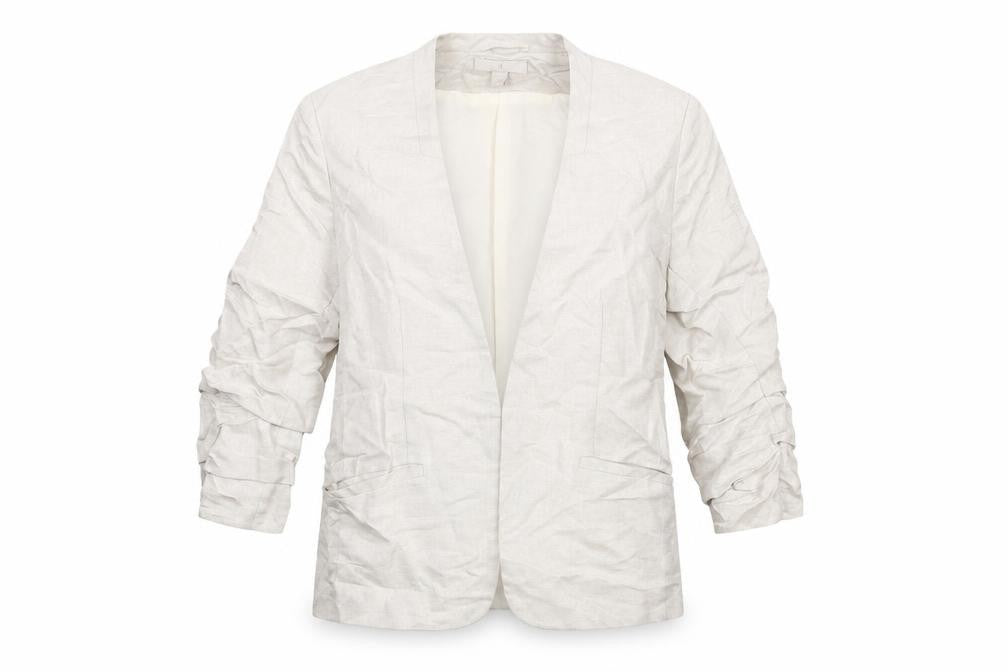 H&M Womens Beige Jacket Size 12 Hook & Eye - Rouched Sleeve