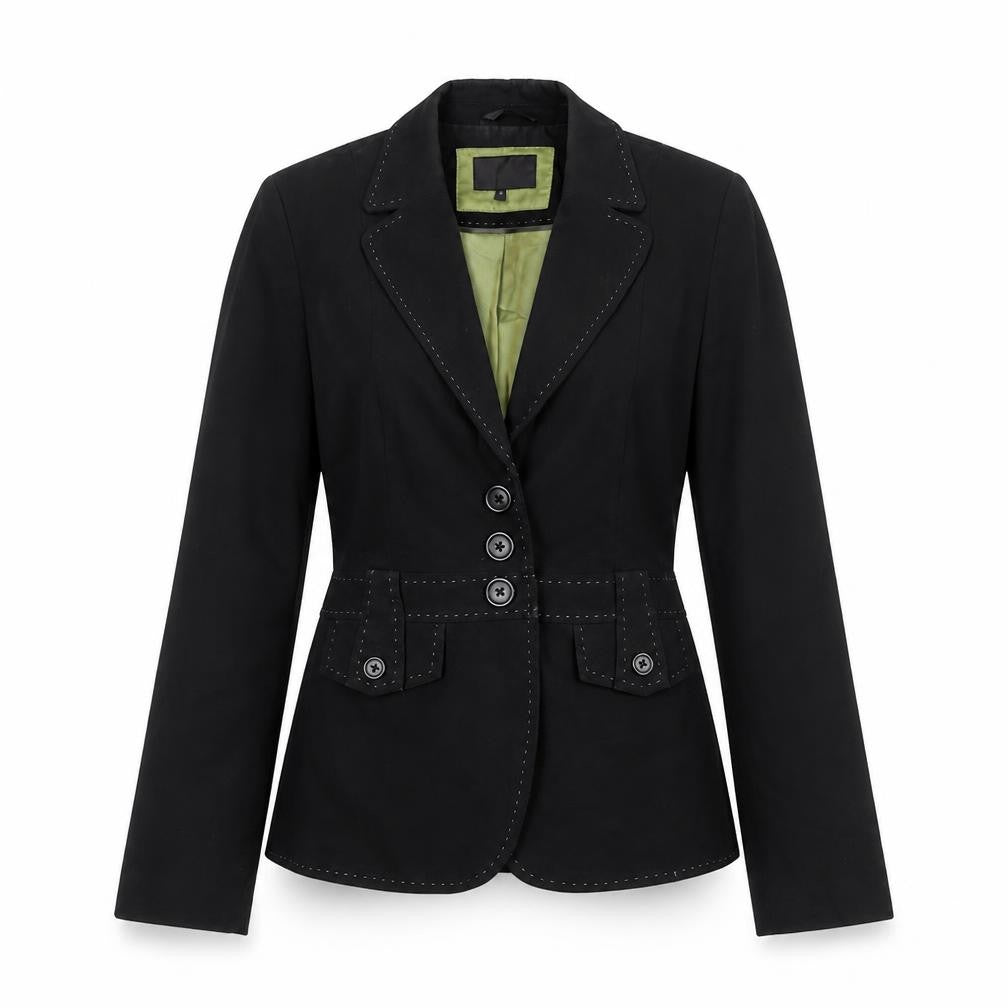 NEXT Womens Black Polyester Jacket Suit Jacket Size 10 - Stitch Belt Detail