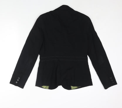 Next Womens Black Polyester Jacket Suit Jacket Size 10 - Stitch Belt Detail