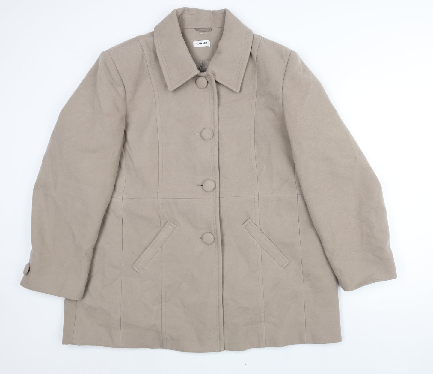 Damart Womens Beige Pea Coat Coat Size 26 Button