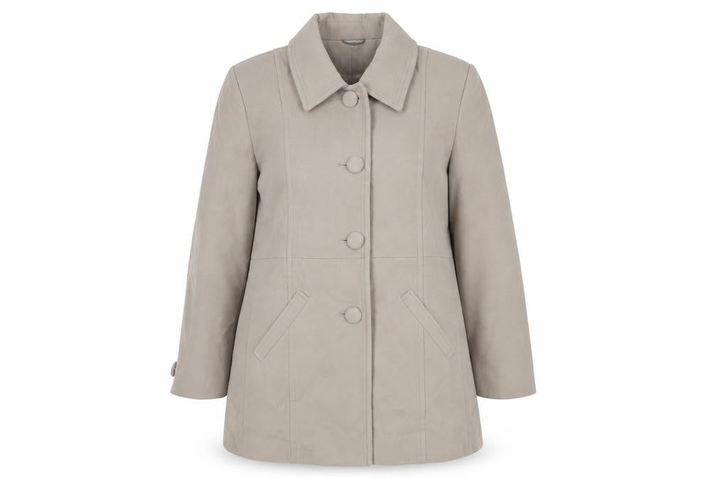Damart Womens Beige Pea Coat Coat Size 26 Button