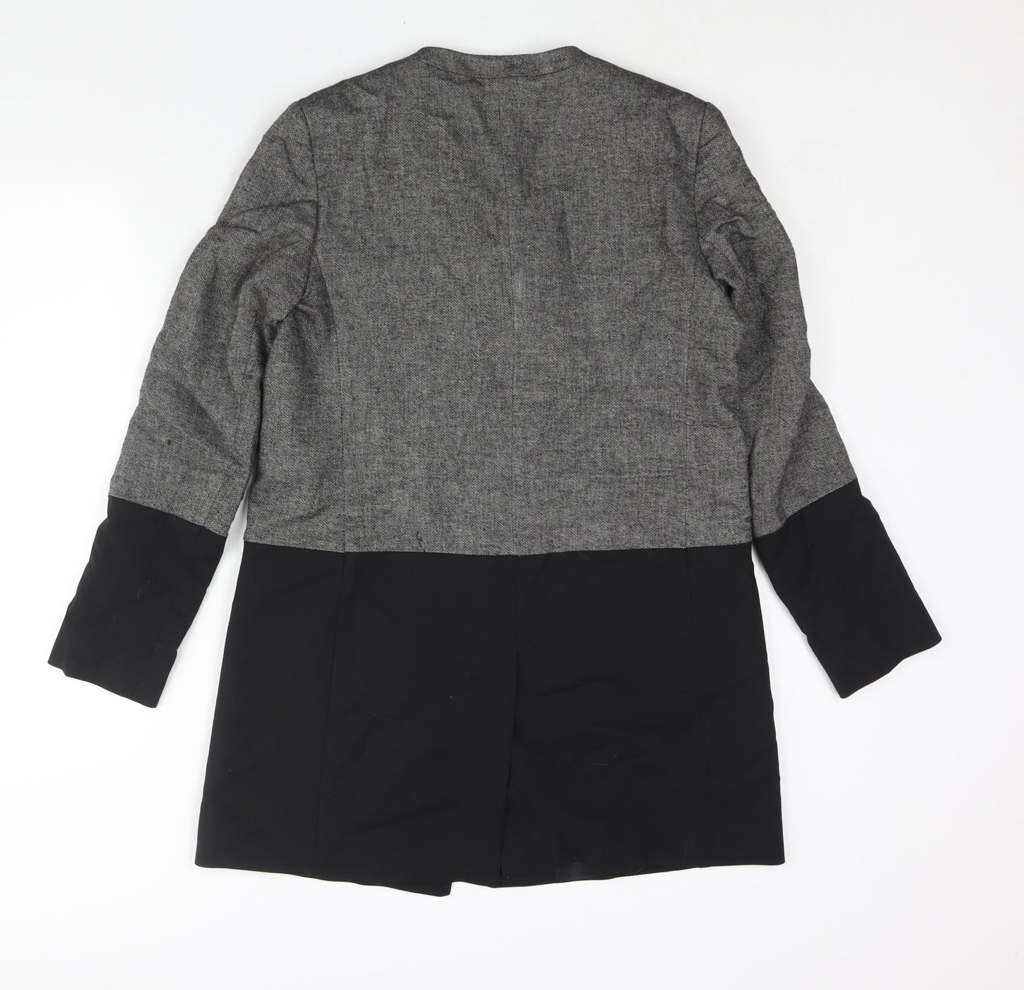 French Connection Womens Grey Overcoat Coat Size 12 Button - Colourblock