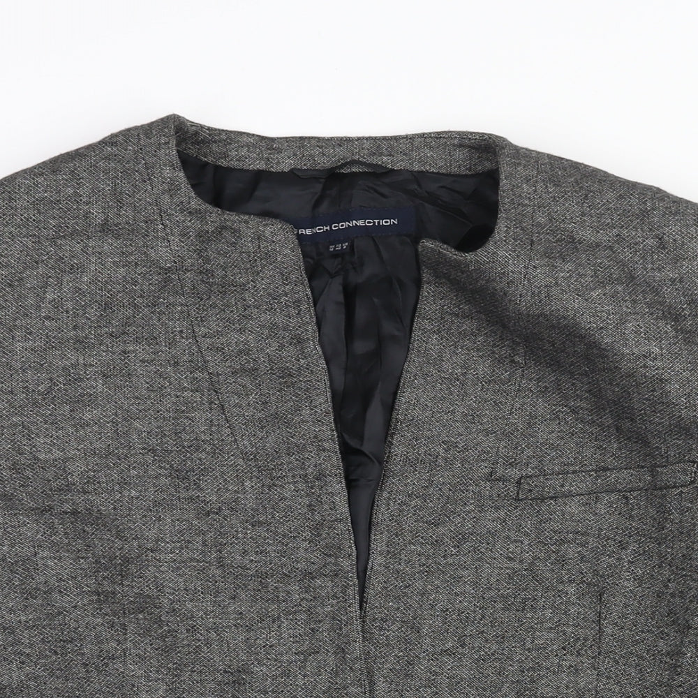 French Connection Womens Grey Overcoat Coat Size 12 Button - Colourblock