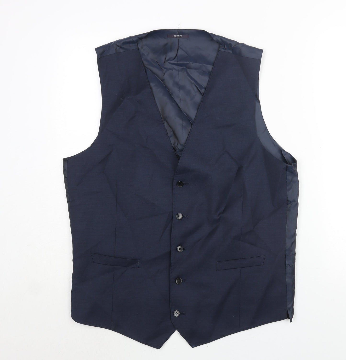 Marks and Spencer Mens Blue Wool Jacket Suit Waistcoat Size 44 Regular