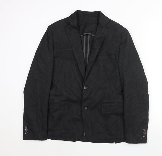 Royal Hem Mens Black Cotton Jacket Suit Jacket Size 36 Regular