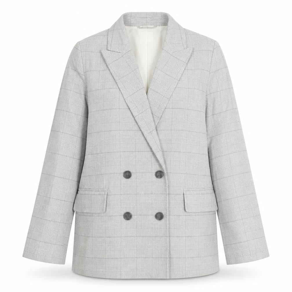 H&M Womens Green Check Polyester Jacket Suit Jacket Size M