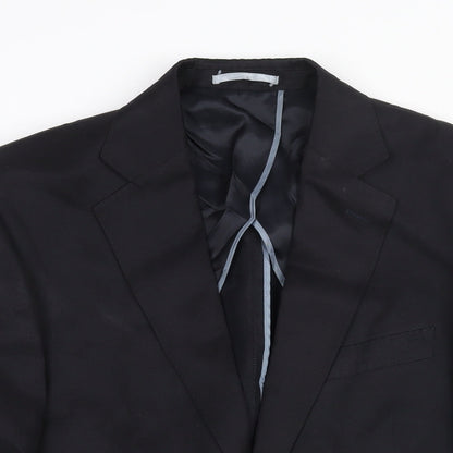 John Lewis Mens Black Silk Jacket Suit Jacket Size 38 Regular