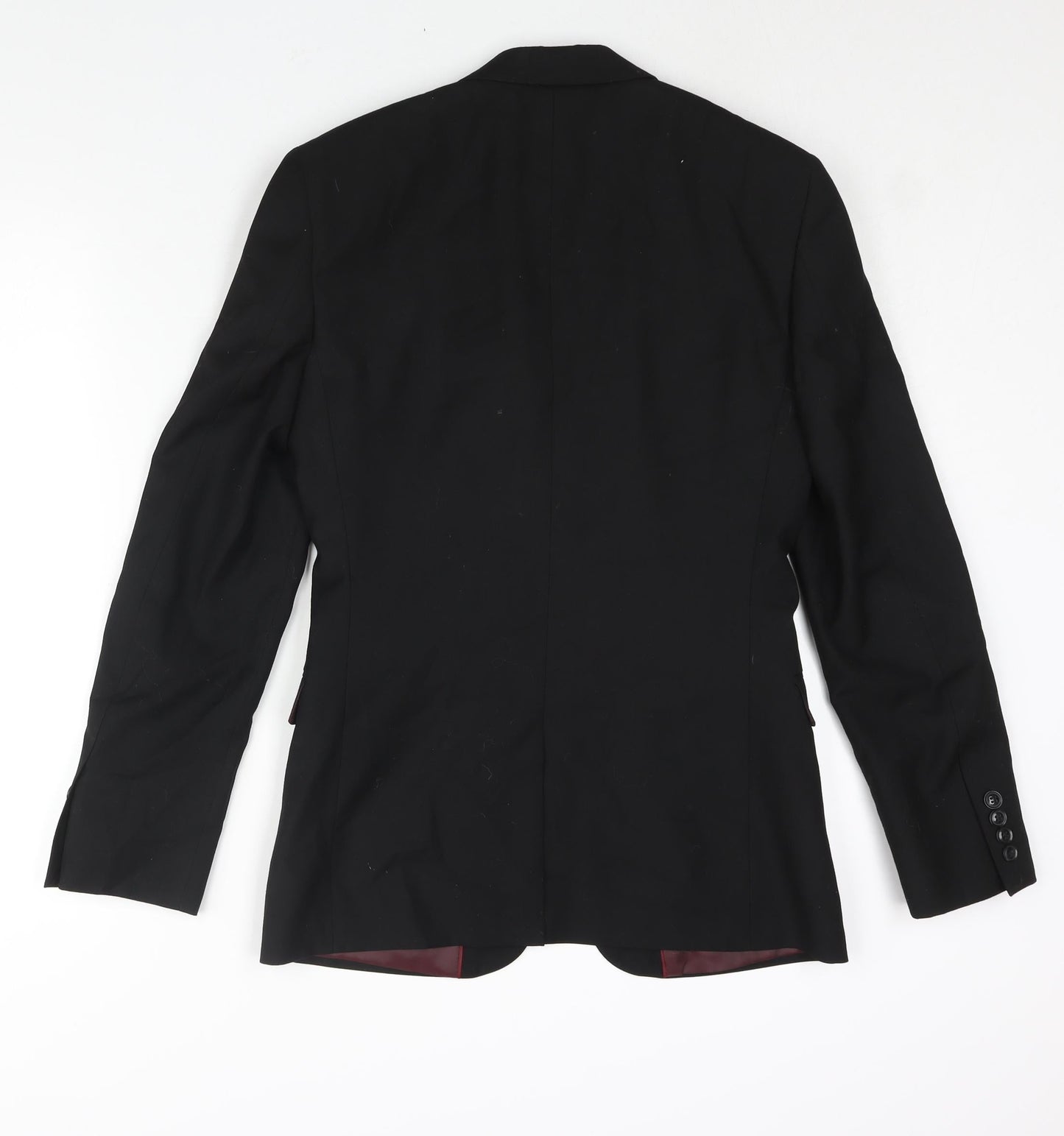 Topman Mens Black Polyester Jacket Suit Jacket Size 34 Regular