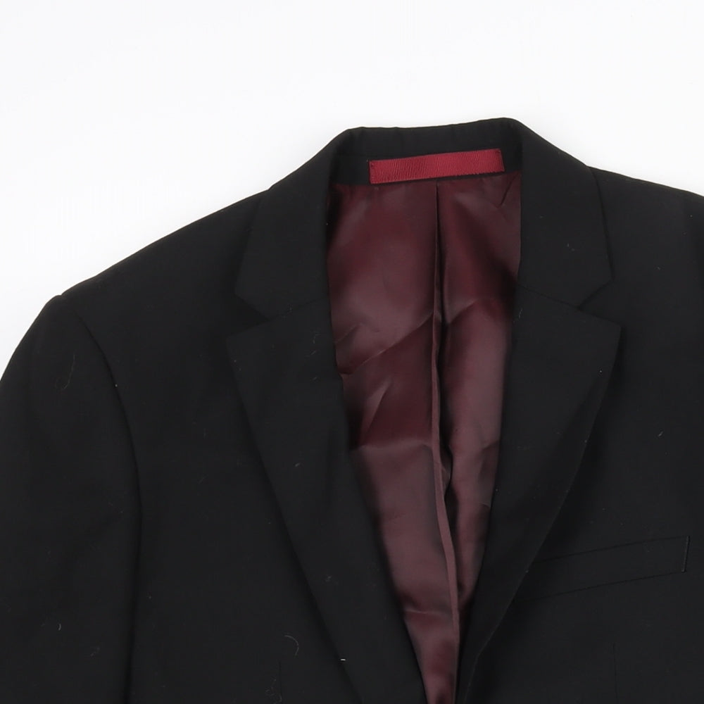 Topman Mens Black Polyester Jacket Suit Jacket Size 34 Regular