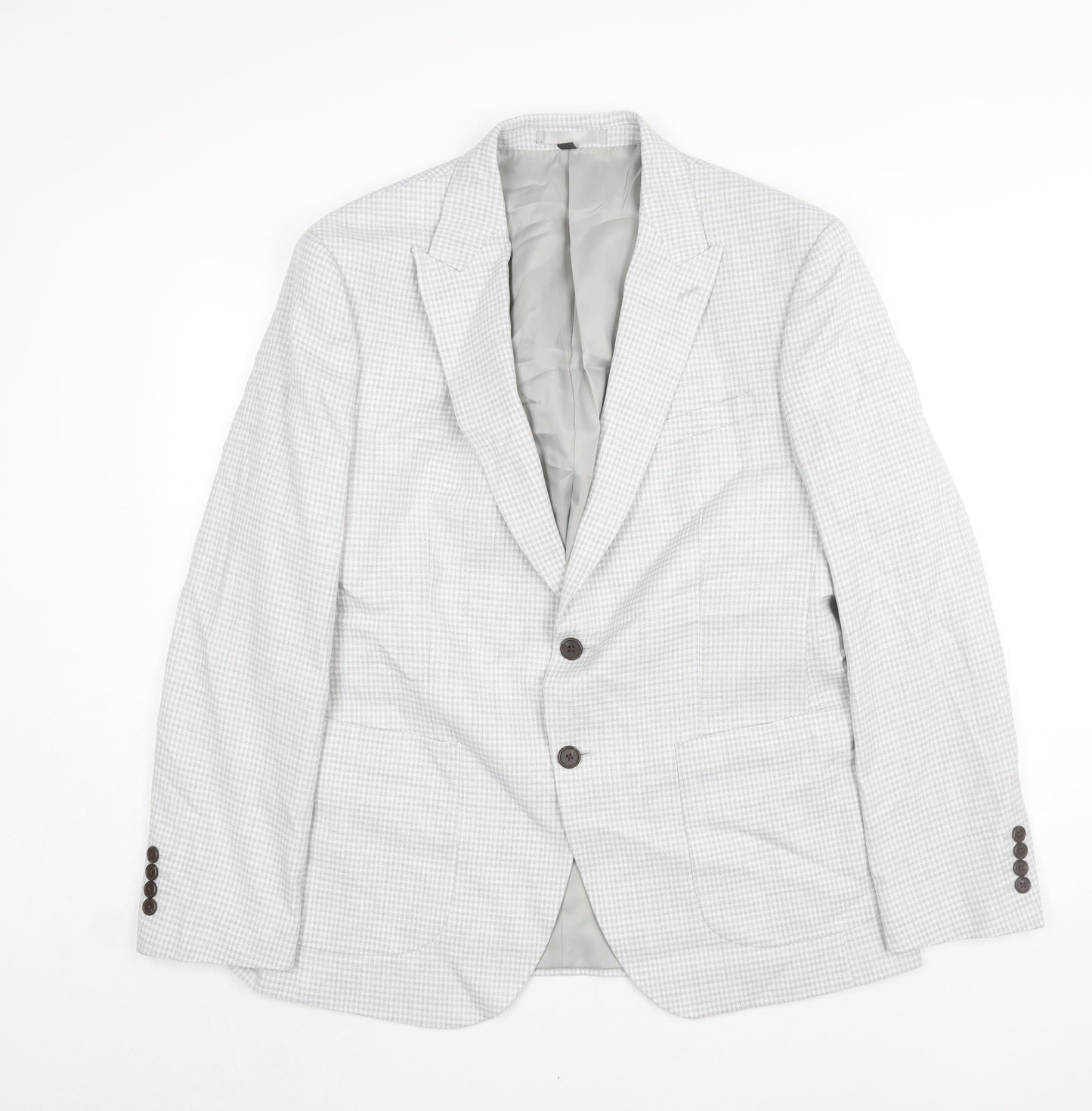 Marks and Spencer Mens Grey Check Polyester Jacket Suit Jacket Size 42 Regular