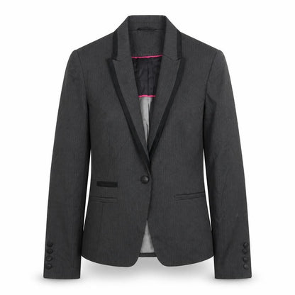 Next Womens Grey Herringbone Polyester Jacket Suit Jacket Size 12 - Satin Detail