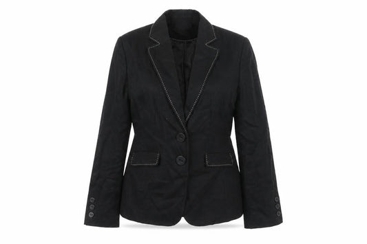 Debenhams Womens Black Linen Jacket Suit Jacket Size 10 - Stitch Detail