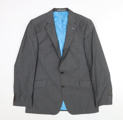 Next Mens Grey Striped Wool Jacket Suit Jacket Size 42 Regular