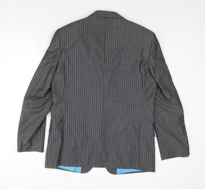 Next Mens Grey Striped Wool Jacket Suit Jacket Size 42 Regular